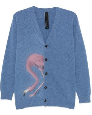 KAWAKEY Flamingo Hide-&-Seek V-Neck Cardigan - Blue