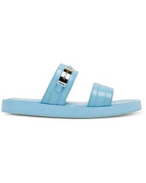 BY FAR Grained Leather Sandals - Blue