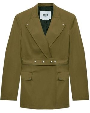 MSGM Veste Boutonnée À Taille Ceinturée - Green