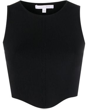 Patrizia Pepe ロゴ リブニット クロップドトップ - ブラック