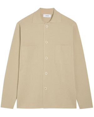 Lardini Knitted Button-Up Shirt Jacket - Natural