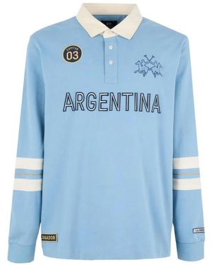 La Martina Polo Davide Con Logo Bordado De Manga Larga - Azul