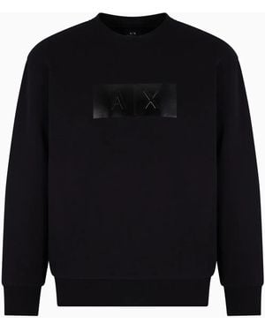 ARMANI EXCHANGE Logo-Patch Hoodie - Blue