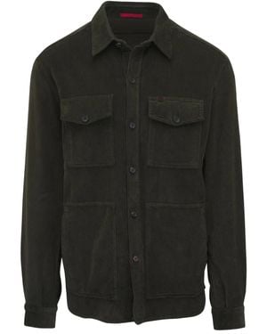 Isaia Corduroy Pocketed Shirt Jacket - ブラック