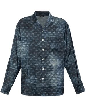 DSquared² Logo-Print Button-Up Pajamas - Blue