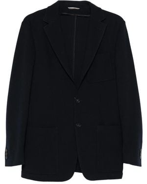 Canali Patch-Pocket Knitted Blazer - Black