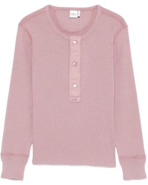 Chloé Ribbed-Knit Long-Sleeve T-Shirt - Pink