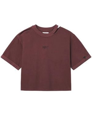 Izzue Cropped Embroidered T-Shirt - Purple