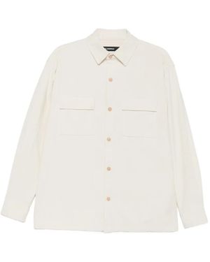 KARL LAGERFELD Corduroy-Effect Flap-Pocket Overshirt - White
