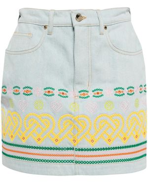 CASABLANCA Embroidered Cotton Mini Skirt - Grey