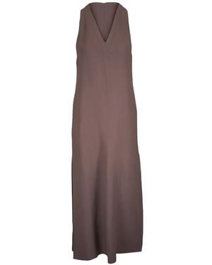 Brunello Cucinelli V-Neck Maxi Dress - Brown