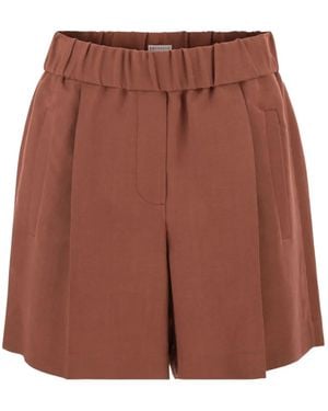 Brunello Cucinelli Elasticated-waistband Shorts - Brown
