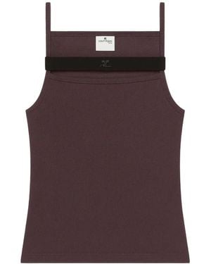 Courreges Ribbed-Knit Strap-Detail Tank Top - Purple