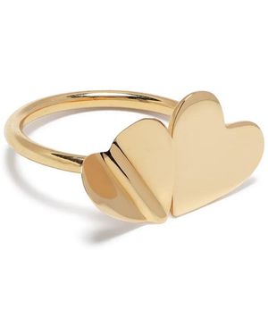 CADAR 18Kt Double Folded Heart Ring - Metallic