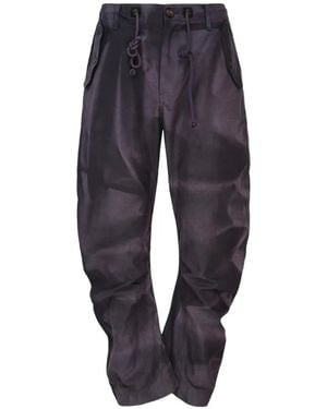 JiyongKim Pantalon À Effet Délavé Et Lien De Resserrage À La Taille - Blue