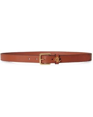 Ralph Lauren Logo-Keeper Leather Belt - White