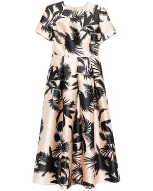 Lunatica Milano Palm Leaf-Print Midi Dress - White