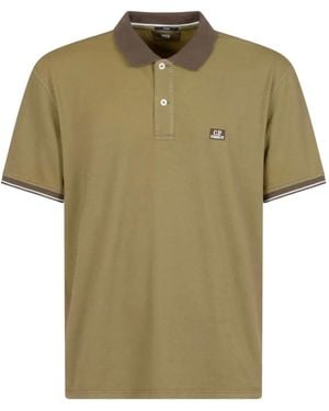 C.P. Company Contrast-Collared Polo Shirt - Green