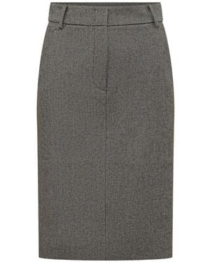 ANDAMANE Xania Belt-Loops Midi Skirt - Grey