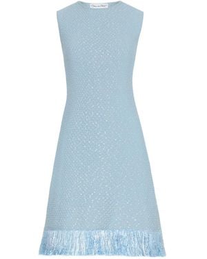 Oscar de la Renta スパンコール フリンジ ドレス - ブルー