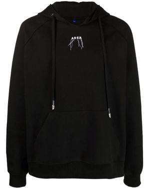 Adererror Logo-Embroidered Hoodie - Black
