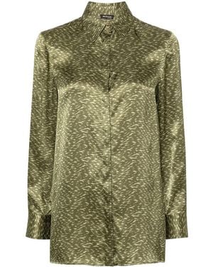 Kiton Abstract-Print Silk Shirt - Green
