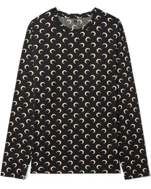 Marine Serre Jersey-T-Shirt Mit Mond-Print - Schwarz