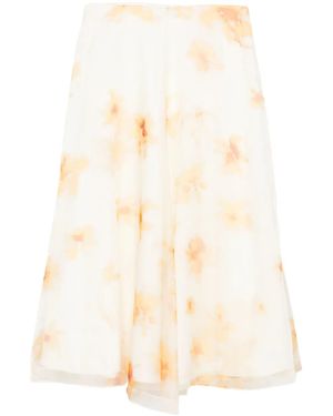 Altuzarra Floral-Print Silk Midi Skirt - White