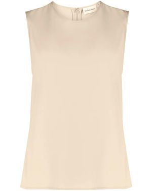 Calvin Klein Sleeveless Crêpe Top - Natural