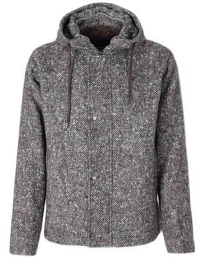 Herno Herringbone-Pattern Hooded Jacket - Grey