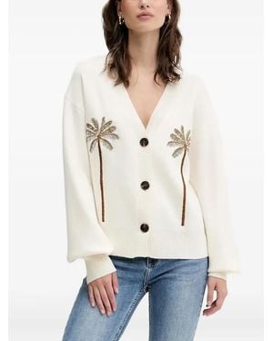 Never Fully Dressed Palm-Tree Embroidered Cardigan - White