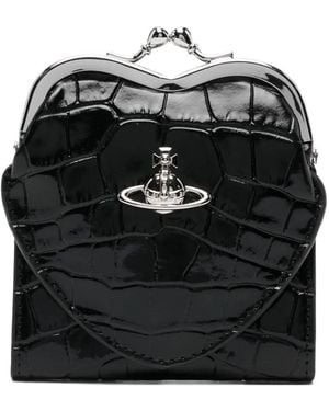 Vivienne Westwood Heart-Frame Croc-Embossed Wallet - Black