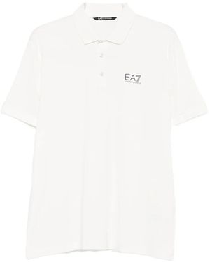 EA7 Logo-Print Polo Shirt - White