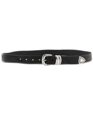 ZERBINI CLAUDIO Ceinture En Cuir Gravé Vieilli - White
