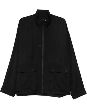 Y-3 Zip-Front Flap-Pocket Coat - Black