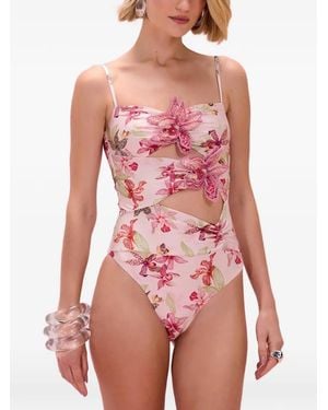 PATBO Orchid Bloom Cut-Out Swimsuit - Red