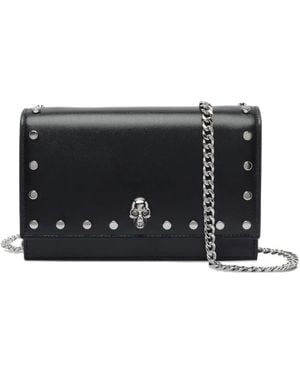 McQueen Small Skull Studded Shoulder Bag - Black
