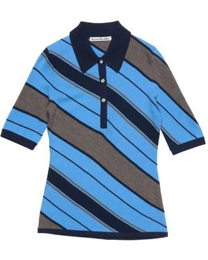 Acne Studios Polo A Righe - Blu