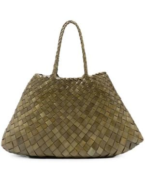 Dragon Diffusion Small Santa Croce Woven Leather Tote Bag - Green
