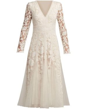 Tadashi Shoji Abito Midi Rafferty Con Pizzo - Neutro