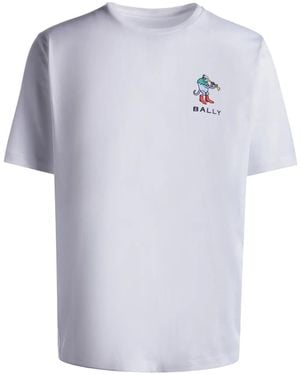 Bally T-Shirt Met Geborduurd Logo - Wit