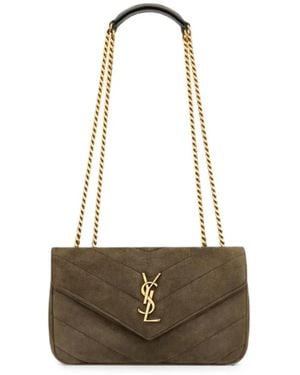 Saint Laurent Small Loulou Chevron-Quilted Shoulder Bag - White