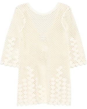 Posse Gehäkeltes Saskia Minikleid Mit Blumen - Weiß