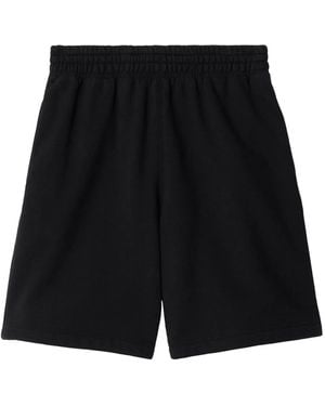 Burberry Equestrian Knight-Motif Cotton Shorts - Black