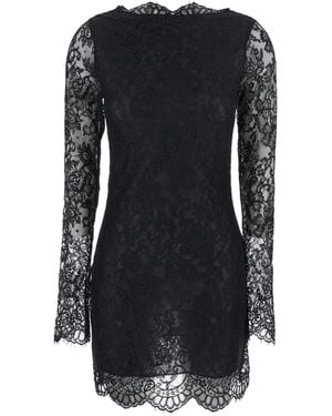 Semicouture Lace long-sleeve mini dress - Negro