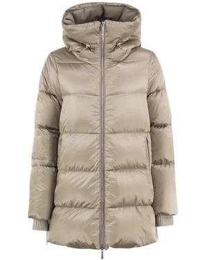 Moorer Carinzia-Hc Hooded Quilted Single-Breasted Coat - Natural
