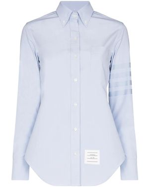 Thom Browne Logo Patch Buttoned Shirt - Blue