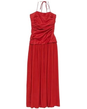Faithfull the Brand Notte Ruched-Bodice Maxi Dress - Red