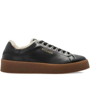 Bogner Zapatillas Lucerne de piel con forro de lana de oveja - Negro