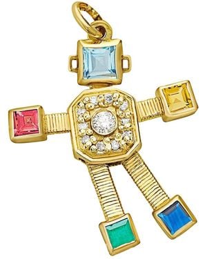 Van Robot 18K Heart Multi-Stone Pendant - Metallic